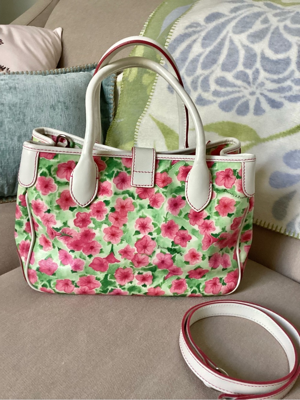 Dooney & Bourke White & Pink Floral Satchel - Picture 2 of 16